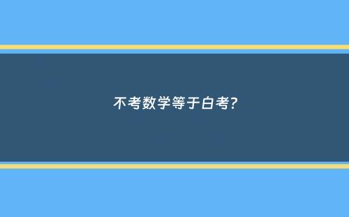 不考数学等于白考？