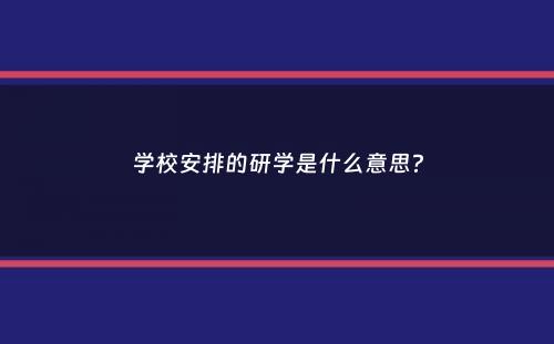 学校安排的研学是什么意思？