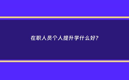 在职人员个人提升学什么好？