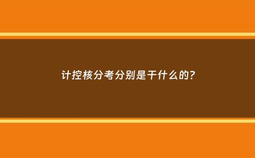 计控核分考分别是干什么的？