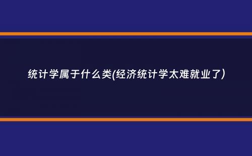 统计学属于什么类(经济统计学太难就业了）