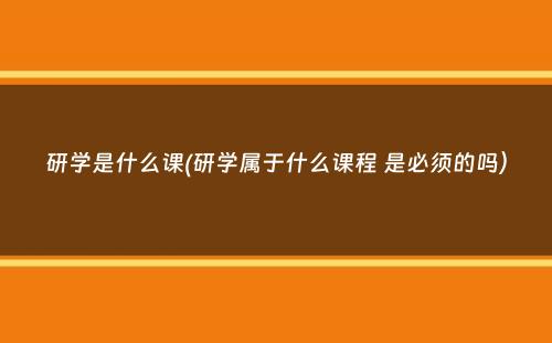 研学是什么课(研学属于什么课程 是必须的吗）