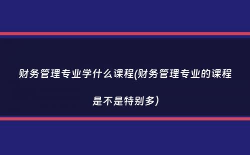 财务管理专业学什么课程(财务管理专业的课程是不是特别多）