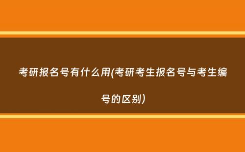 考研报名号有什么用(考研考生报名号与考生编号的区别）