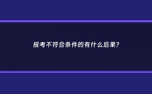 报考不符合条件的有什么后果？