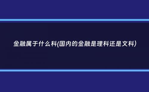 金融属于什么科(国内的金融是理科还是文科）