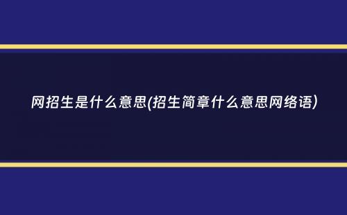 网招生是什么意思(招生简章什么意思网络语）