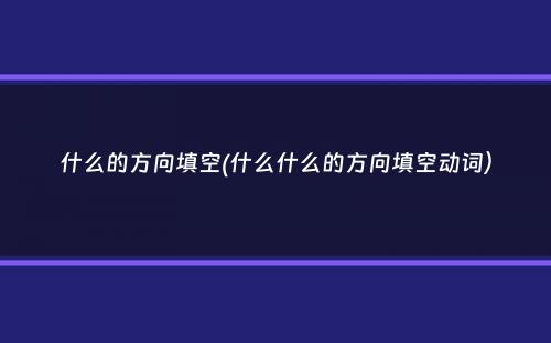 什么的方向填空(什么什么的方向填空动词）