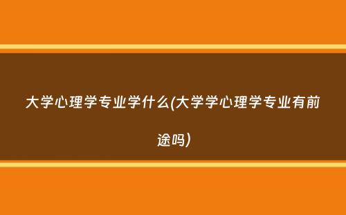 大学心理学专业学什么(大学学心理学专业有前途吗）