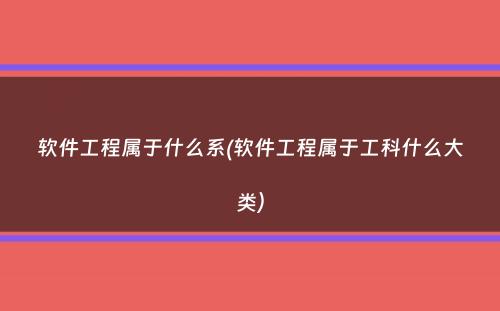 软件工程属于什么系(软件工程属于工科什么大类）