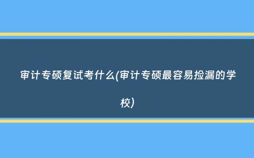 审计专硕复试考什么(审计专硕最容易捡漏的学校）