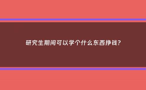 研究生期间可以学个什么东西挣钱？