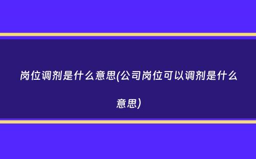 岗位调剂是什么意思(公司岗位可以调剂是什么意思）