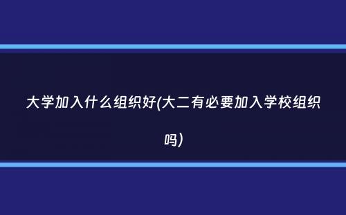 大学加入什么组织好(大二有必要加入学校组织吗）