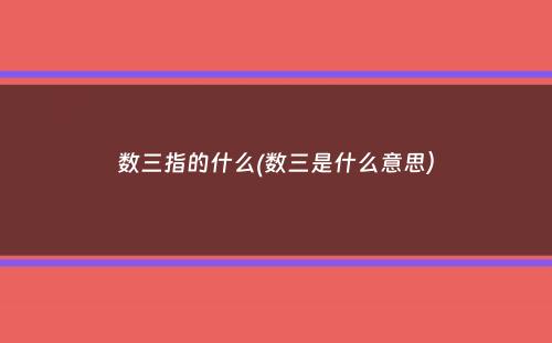 数三指的什么(数三是什么意思）