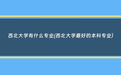 西北大学有什么专业(西北大学最好的本科专业）