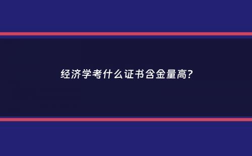 经济学考什么证书含金量高？