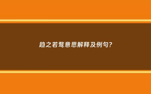 趋之若鹜意思解释及例句？