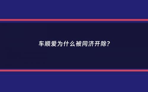 车顺爱为什么被同济开除？