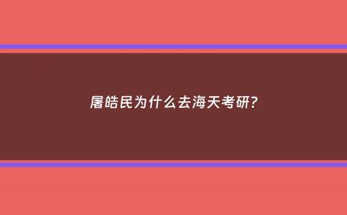 屠皓民为什么去海天考研？