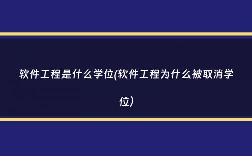 软件工程是什么学位(软件工程为什么被取消学位）