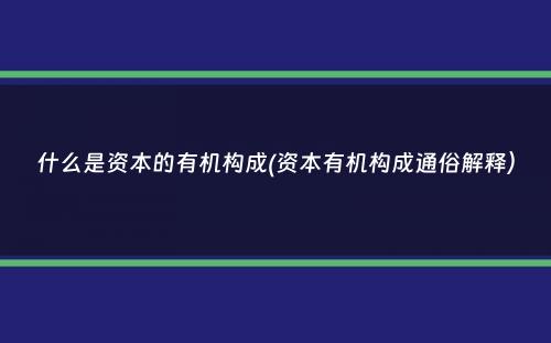 什么是资本的有机构成(资本有机构成通俗解释）