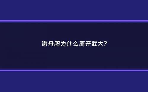 谢丹阳为什么离开武大？