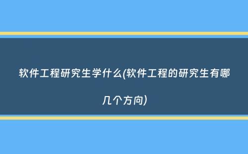 软件工程研究生学什么(软件工程的研究生有哪几个方向）