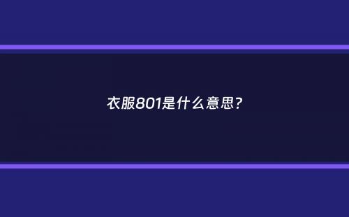 衣服801是什么意思？