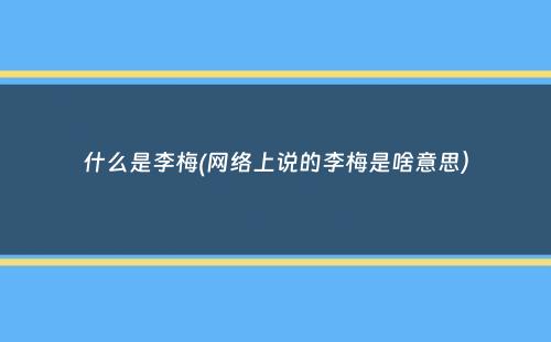 什么是李梅(网络上说的李梅是啥意思）