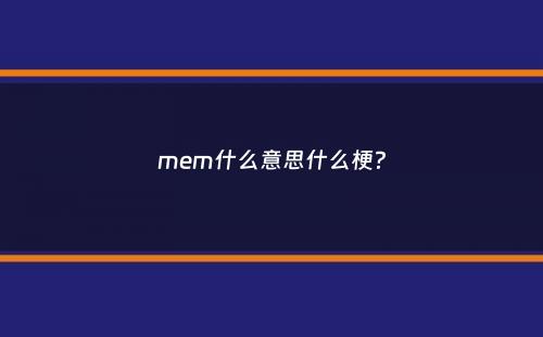 mem什么意思什么梗？