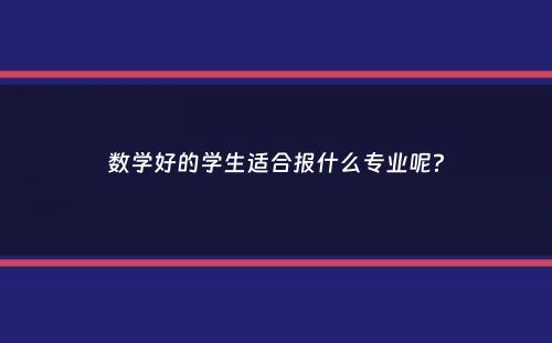 数学好的学生适合报什么专业呢？