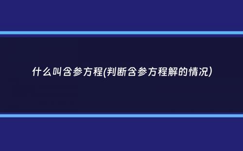 什么叫含参方程(判断含参方程解的情况）