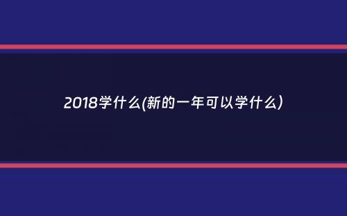 2018学什么(新的一年可以学什么）