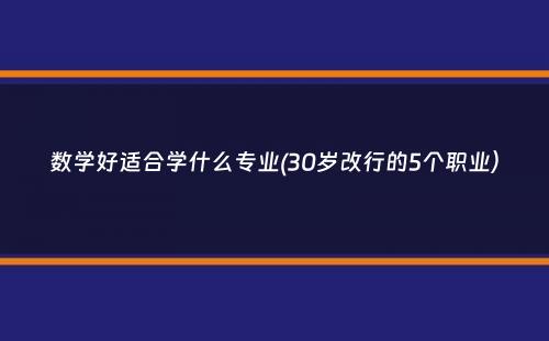 数学好适合学什么专业(30岁改行的5个职业）