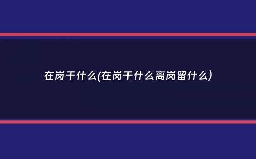 在岗干什么(在岗干什么离岗留什么）