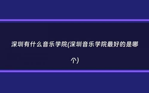 深圳有什么音乐学院(深圳音乐学院最好的是哪个）