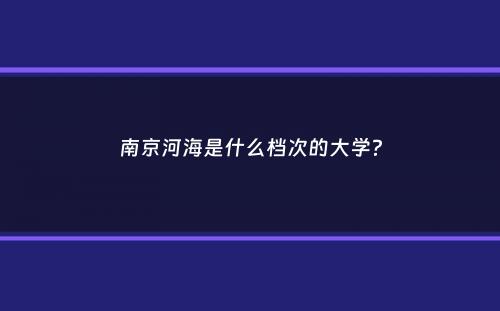 南京河海是什么档次的大学？