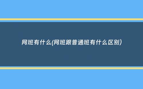 网班有什么(网班跟普通班有什么区别）