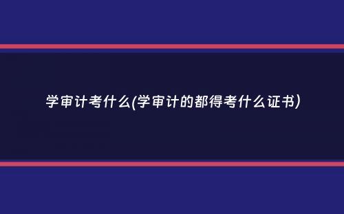 学审计考什么(学审计的都得考什么证书）