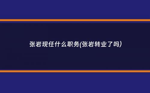 张岩现任什么职务(张岩转业了吗）