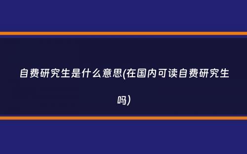 自费研究生是什么意思(在国内可读自费研究生吗）