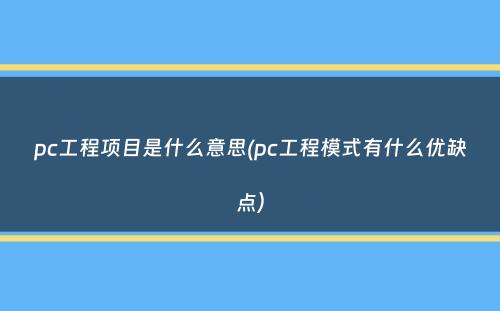 pc工程项目是什么意思(pc工程模式有什么优缺点）