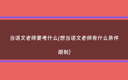 当语文老师要考什么(想当语文老师有什么条件限制）