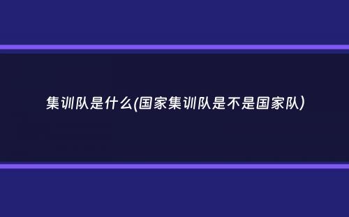 集训队是什么(国家集训队是不是国家队）