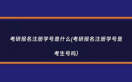 考研报名注册学号是什么(考研报名注册学号是考生号吗）