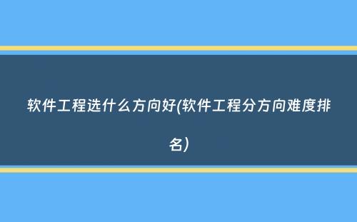 软件工程选什么方向好(软件工程分方向难度排名）