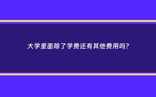 大学里面除了学费还有其他费用吗？