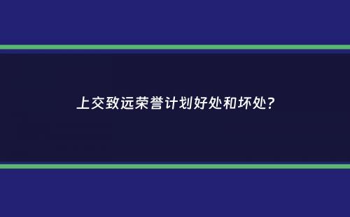 上交致远荣誉计划好处和坏处？