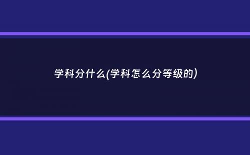 学科分什么(学科怎么分等级的）